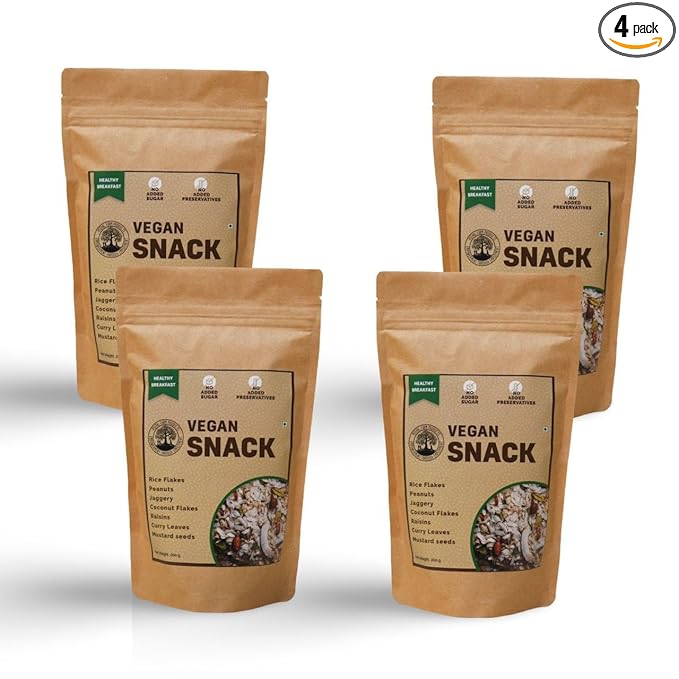 Vegan Snack / Namkeen (Pack of 4× 200 g), Sweetened Using Jaggery