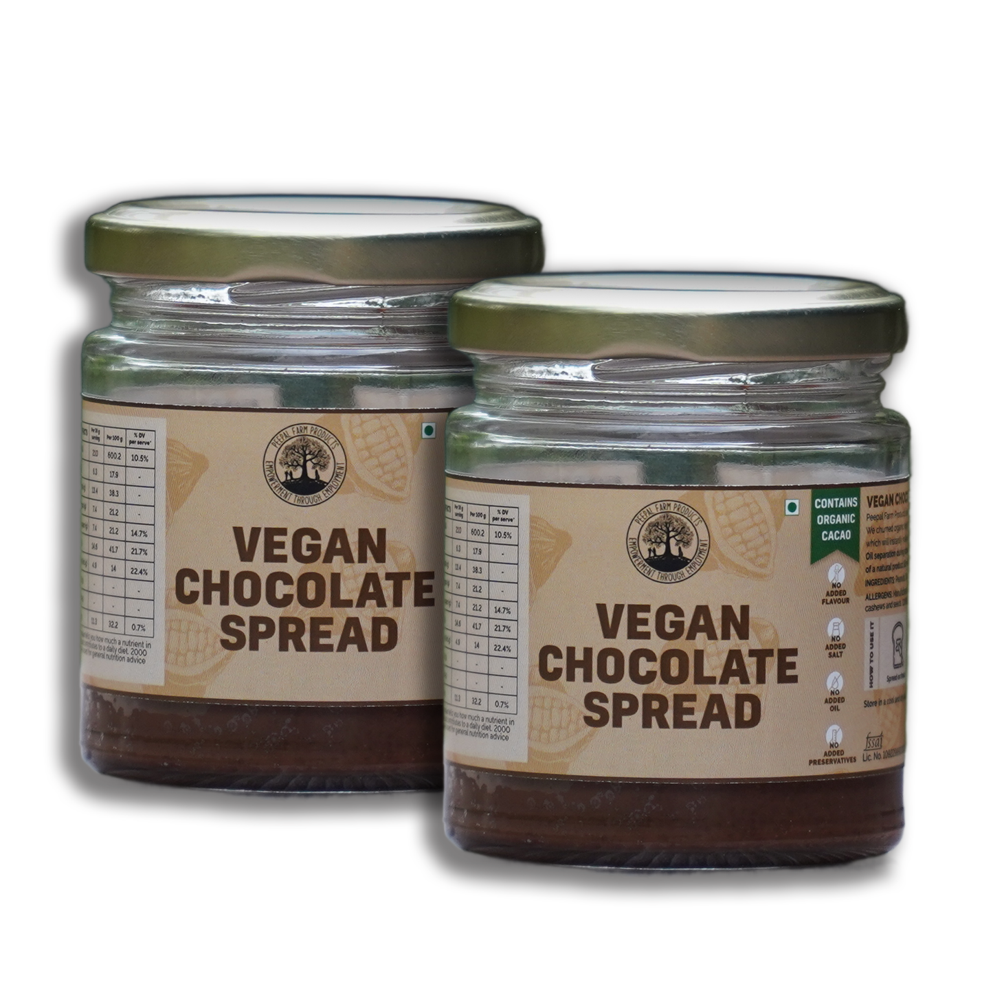 Vegan Chocolate Spread Pack of 2, 100% Cacao Beans