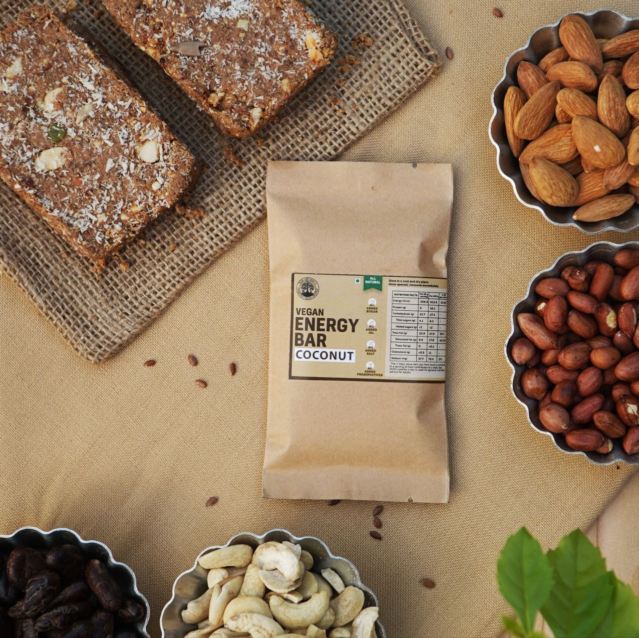 Vegan Energy / Granola Bars Trial Pack of 3 ( Chocolate Bar + Coconut Bar + Original Bar) Sweetened Using Dates