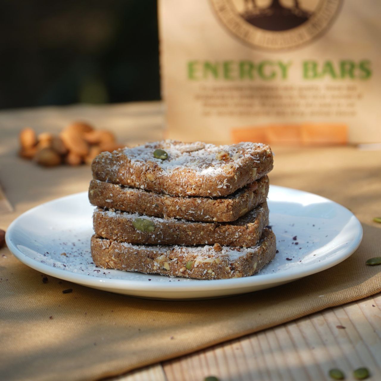 Vegan Coconut Energy / Granola Bar (50 g), Pack of 12, Sweetened Using Dates