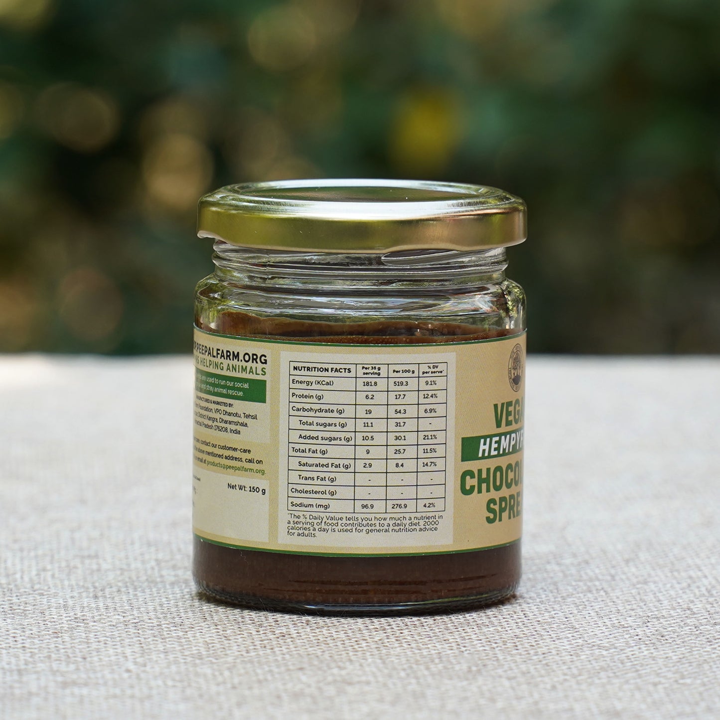 Hemp Chocolate Spread with Jaggery (150g), Cacao Beans and Hemp Hearts, Vegan