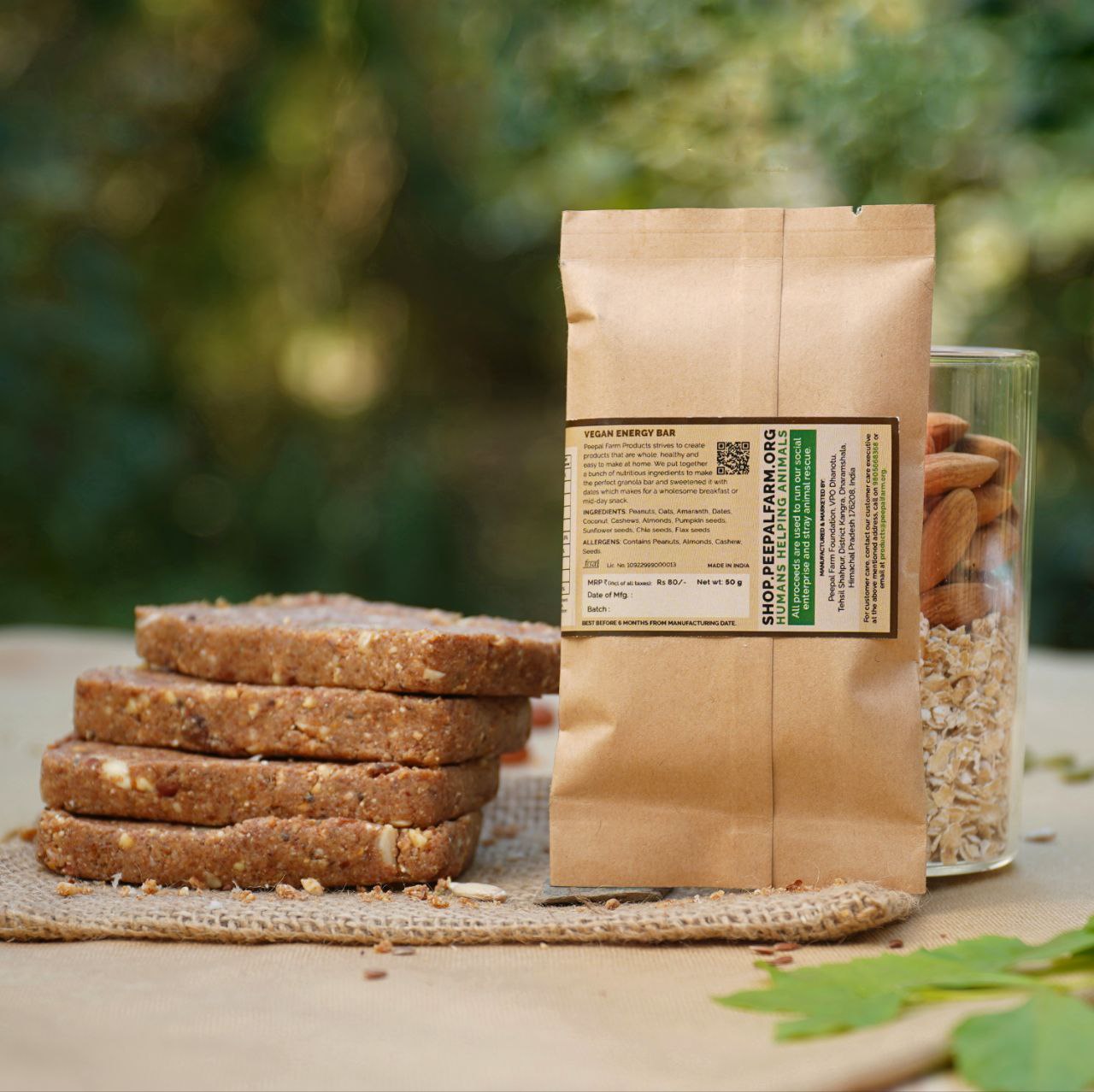 Vegan Original Energy / Granola Bar (50 g), Pack of 12, Sweetened Using Dates