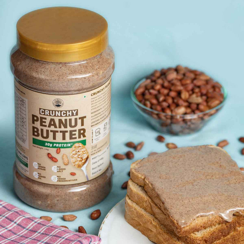 Vegan Crunchy Peanut Butter (1 Kg), Unsweetened, Protein Packed