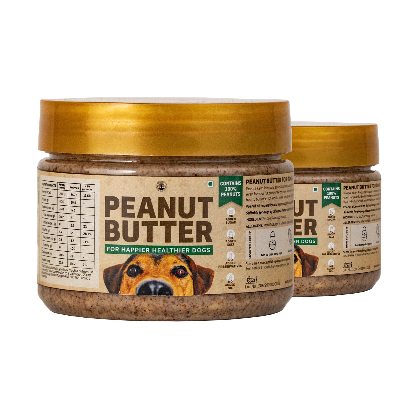 Peanut Butter For Dogs Pack of 2, No Xylitol, No Sugar & Salt (250g each)