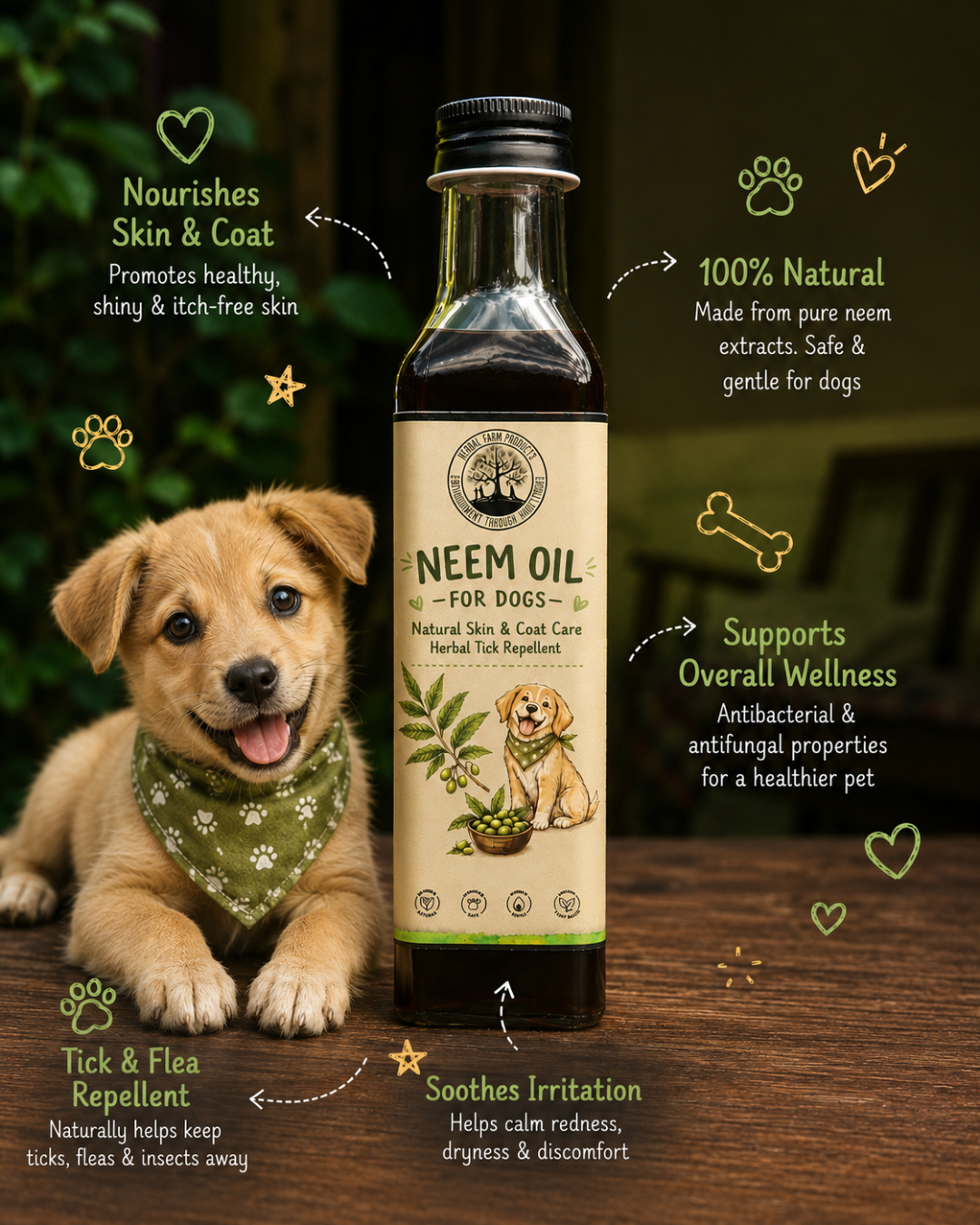 Neem Oil for Dogs | Natural Ticks and Fleas Repellent for Dogs