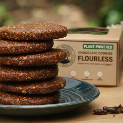 Plant-Powered Chocolate Cookies Flourless Sweetened with Dates and Jaggery, Vegan
