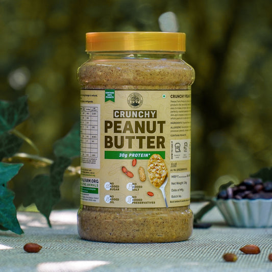 Vegan Crunchy Peanut Butter (1 Kg), Unsweetened, Protein Packed