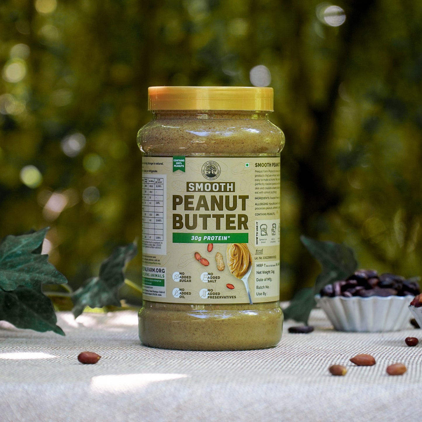 Vegan Smooth Peanut Butter (1 kg), Unsweetened, Protein Packed Local