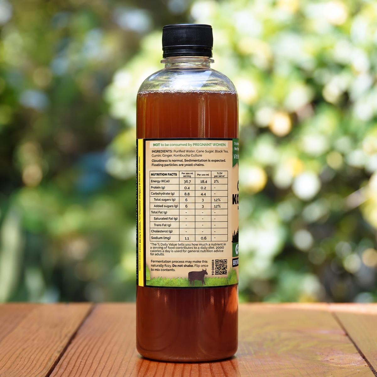 Handcrafted Ginger Kombucha (Pack of 2 x 500ml) | Low-Calorie, All Natural, Contains B12 Naturally