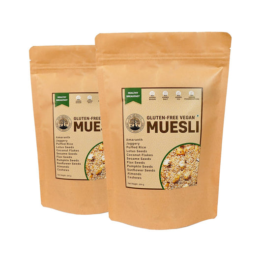 Gluten-Free Vegan Muesli ( Pack Of 2 × 200 g), Sweetened Using Jaggery