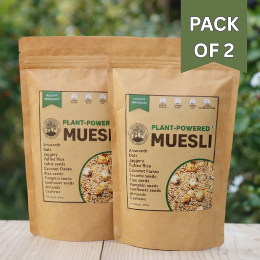 Plant-Powered Muesli ( Pack Of  2 × 200 g), Sweetened Using Jaggery, Homemade, All Natural, Vegan