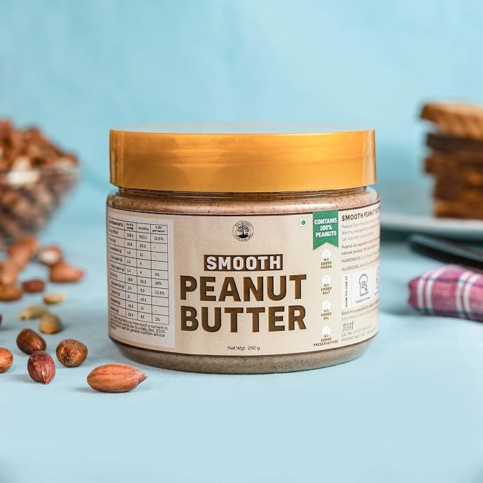 Vegan Smooth Peanut Butter (250g), Unsweetened, Protein Packed Local