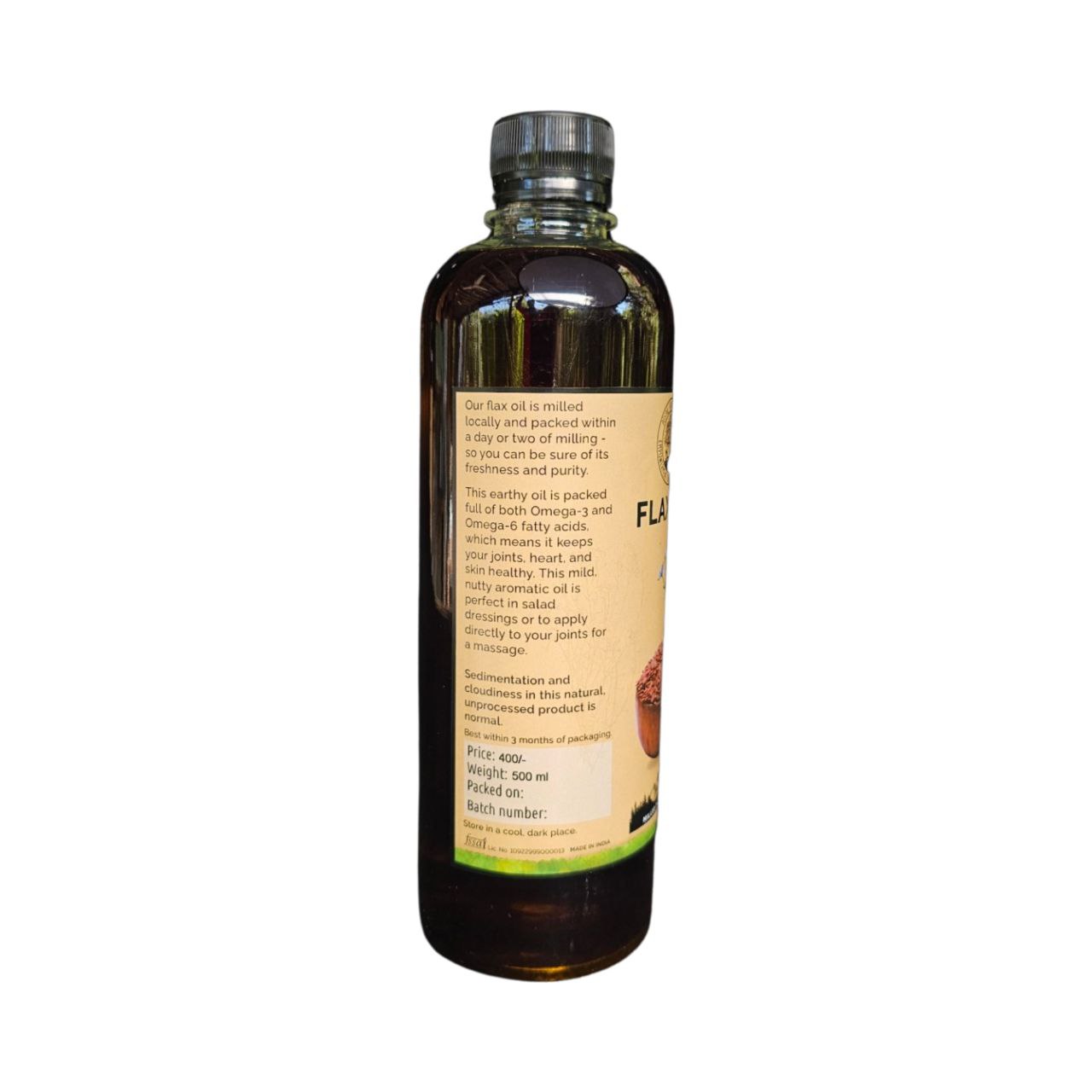 Flax Oil (500 ml), Milled in the Himalayan Region