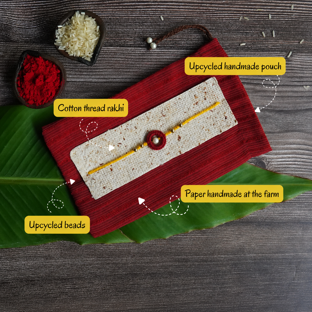 Vegan, Handmade and Zero-waste Rakhi - Noor Tara (Yellow)