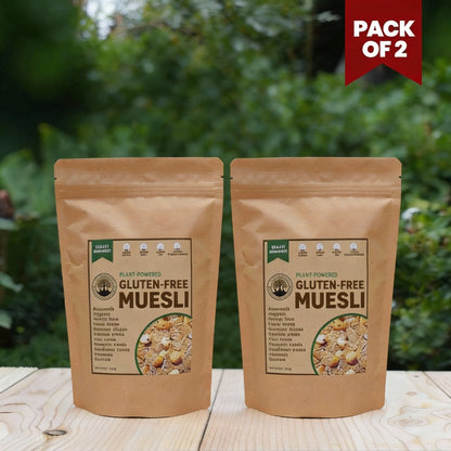 Gluten-Free Plant-Powered Muesli ( Pack Of 2 × 200 g), Sweetened Using Jaggery, Vegan