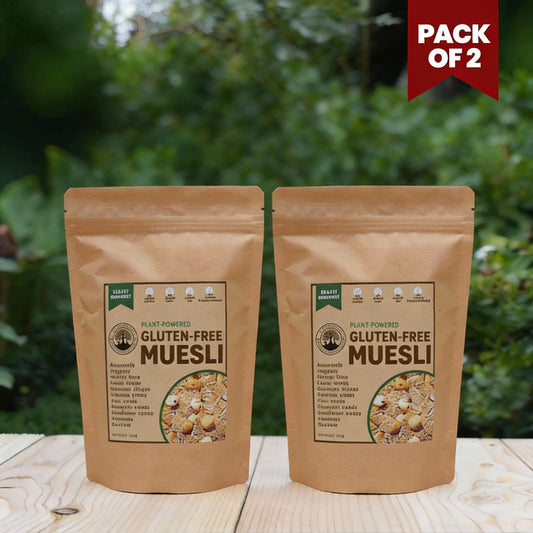 Gluten-Free Plant-Powered Muesli ( Pack Of 2 × 200 g), Sweetened Using Jaggery, Vegan