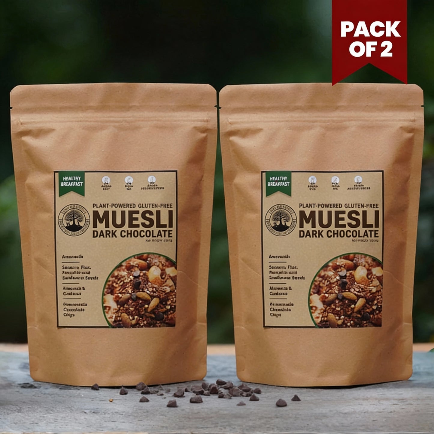 Gluten-Free Chocolate Plant-Powered Muesli (Pack Of 2 × 200 g), Vegan
