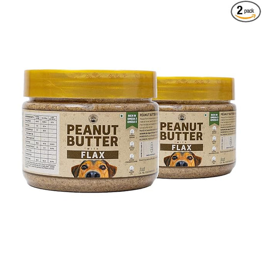 Peanut Butter For Dogs With Flax Pack of 2, No Xylitol, No Sugar & Salt (250g each)